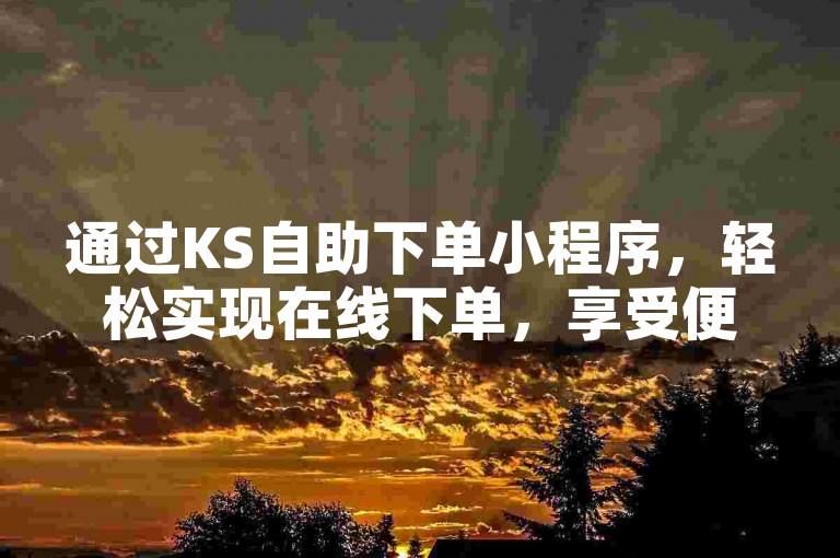 通过KS自助下单小程序，轻松实现在线下单，享受便捷高效的购物体验。