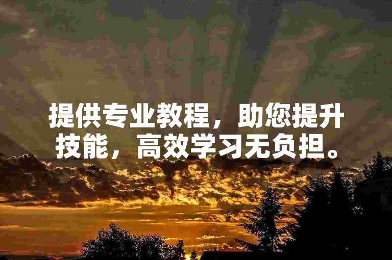 提供专业教程，助您提升技能，高效学习无负担。
