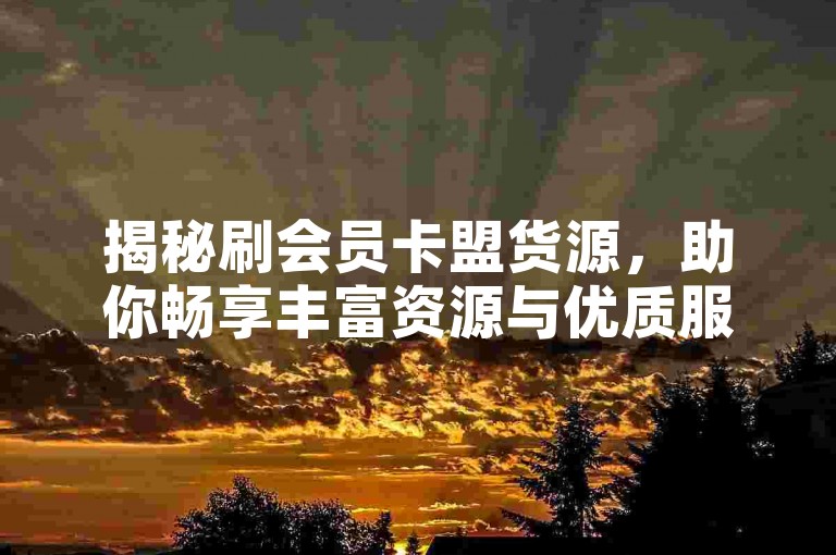 揭秘刷会员卡盟货源，助你畅享丰富资源与优质服务。
