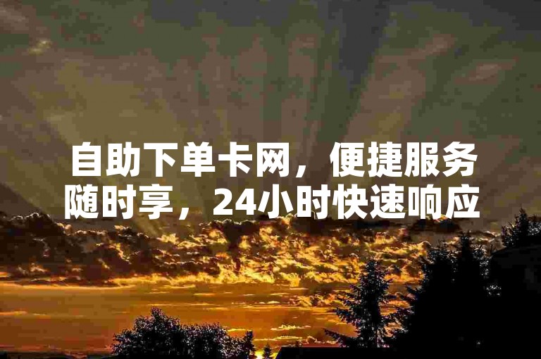 自助下单卡网，便捷服务随时享，24小时快速响应。