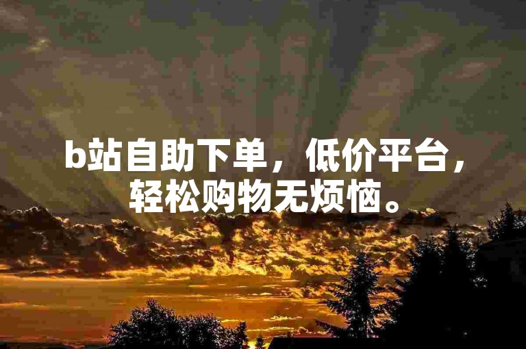 b站自助下单，低价平台，轻松购物无烦恼。