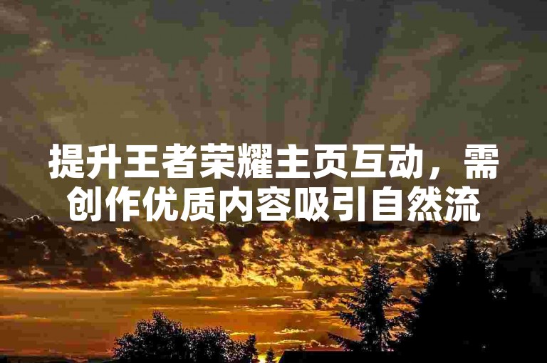 提升王者荣耀主页互动，需创作优质内容吸引自然流量。