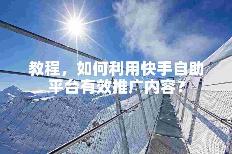 教程，如何利用快手自助平台有效推广内容？