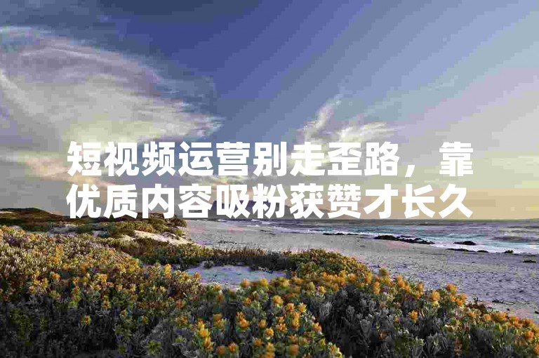 短视频运营别走歪路，靠优质内容吸粉获赞才长久。