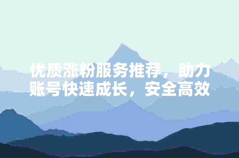 优质涨粉服务推荐，助力账号快速成长，安全高效增粉丝。