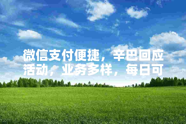 微信支付便捷，辛巴回应活动，业务多样，每日可领赞。