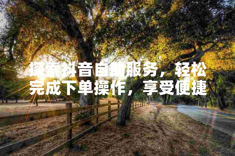 探索抖音自助服务，轻松完成下单操作，享受便捷体验。