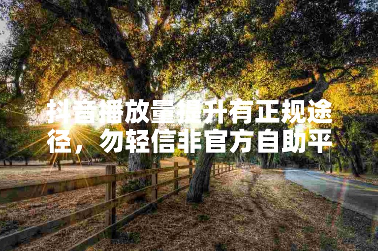 抖音播放量提升有正规途径，勿轻信非官方自助平台。