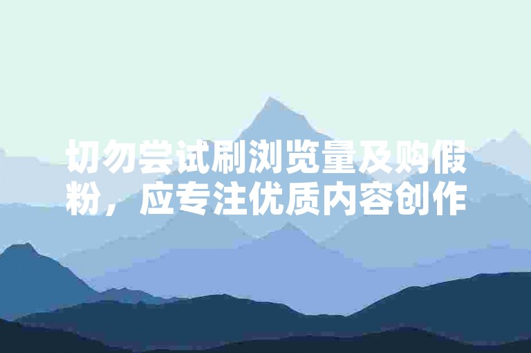 切勿尝试刷浏览量及购假粉，应专注优质内容创作。