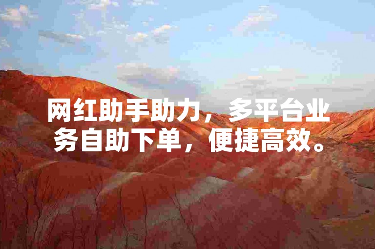 网红助手助力，多平台业务自助下单，便捷高效。