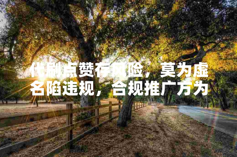 代刷点赞存风险，莫为虚名陷违规，合规推广方为正道。
