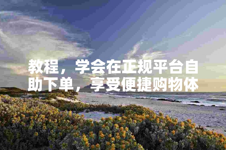 教程，学会在正规平台自助下单，享受便捷购物体验。