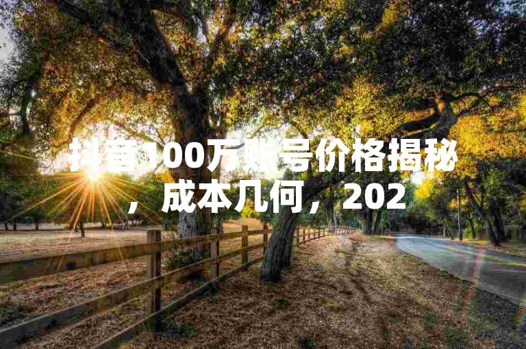抖音100万账号价格揭秘，成本几何，2025年运营必学！
