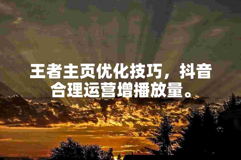 王者主页优化技巧，抖音合理运营增播放量。
