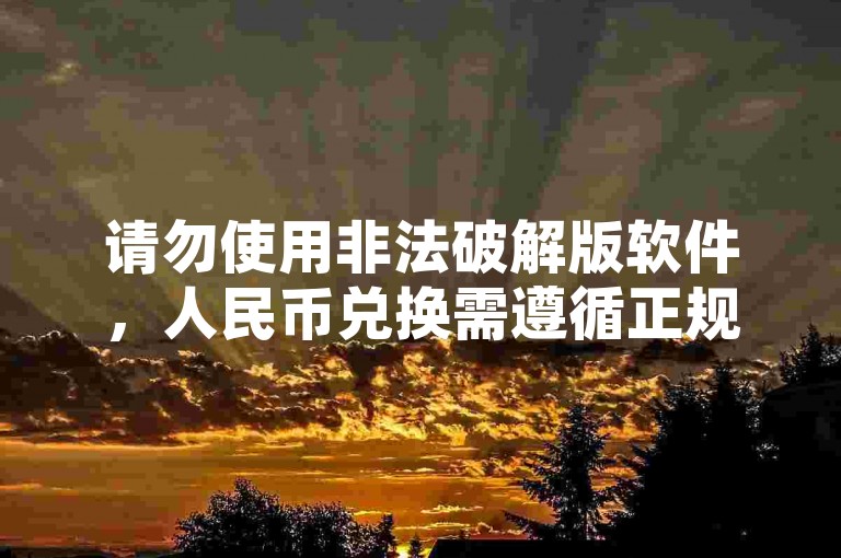 请勿使用非法破解版软件，人民币兑换需遵循正规渠道。