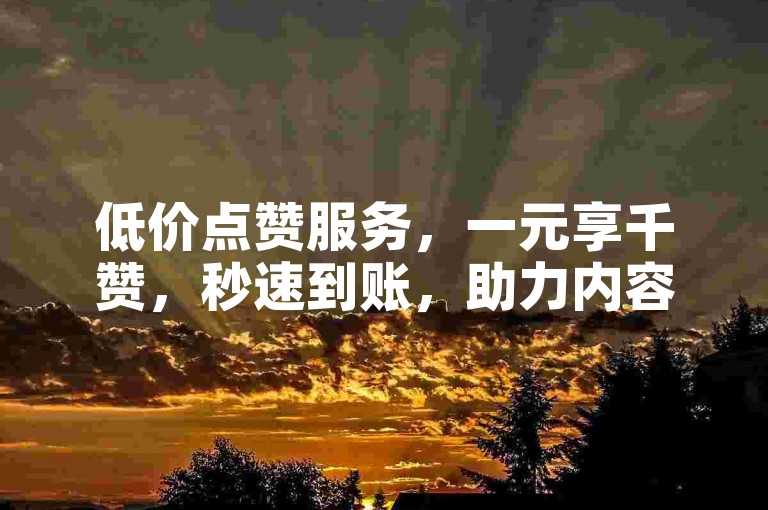 低价点赞服务，一元享千赞，秒速到账，助力内容快速传播。