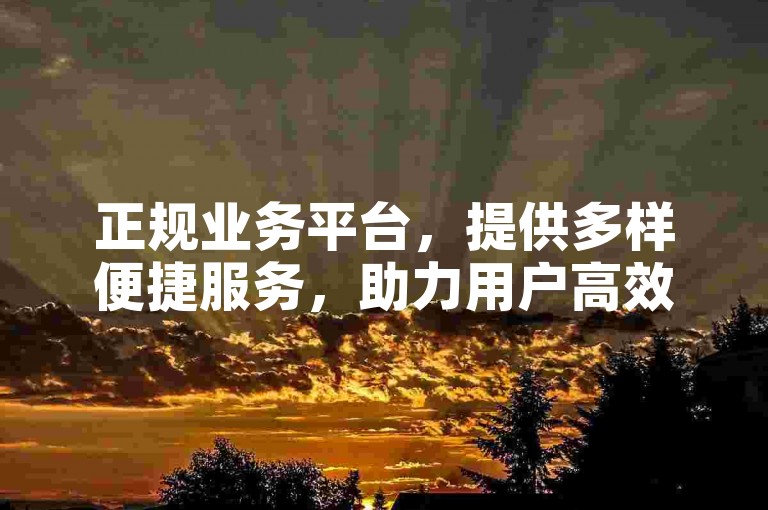 正规业务平台，提供多样便捷服务，助力用户高效操作。
