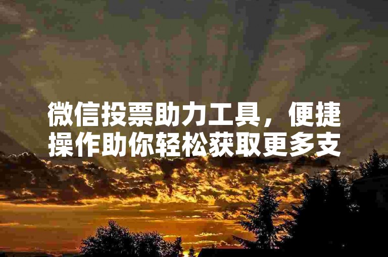 微信投票助力工具，便捷操作助你轻松获取更多支持。