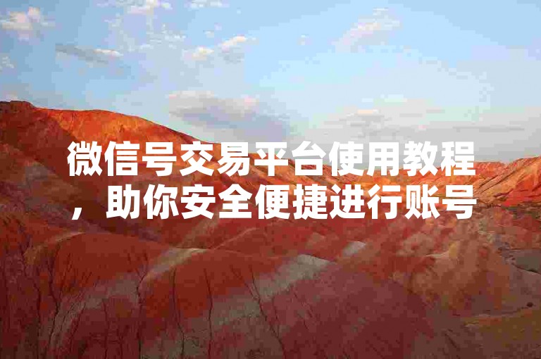 微信号交易平台使用教程，助你安全便捷进行账号交易操作。