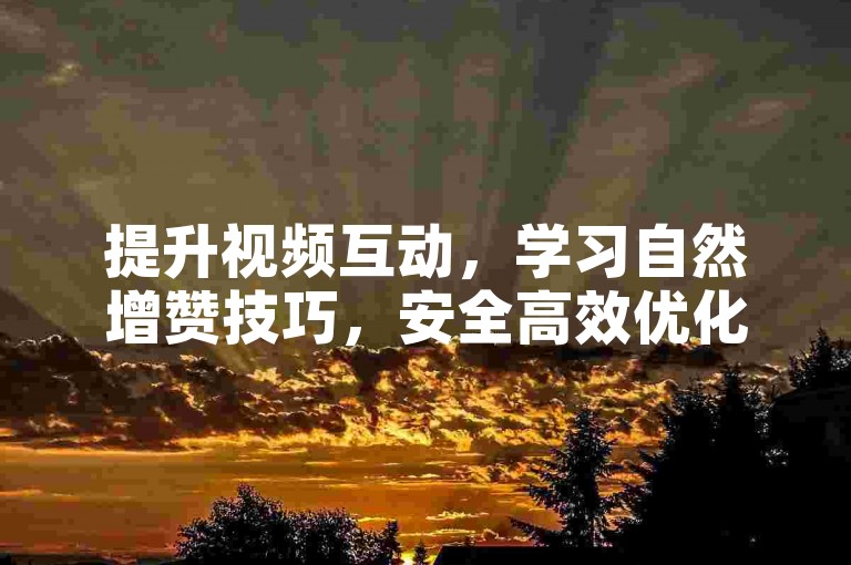 提升视频互动，学习自然增赞技巧，安全高效优化内容表现。