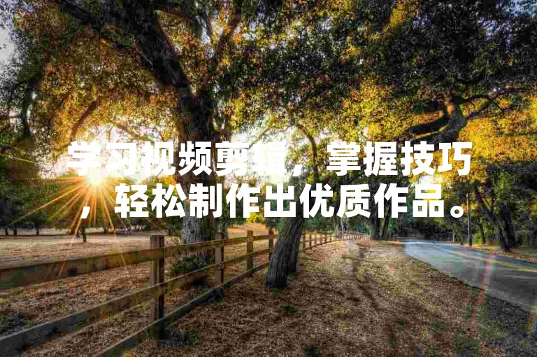 学习视频剪辑，掌握技巧，轻松制作出优质作品。