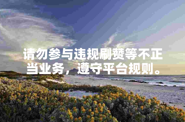 请勿参与违规刷赞等不正当业务，遵守平台规则。