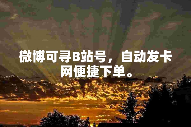 微博可寻B站号，自动发卡网便捷下单。