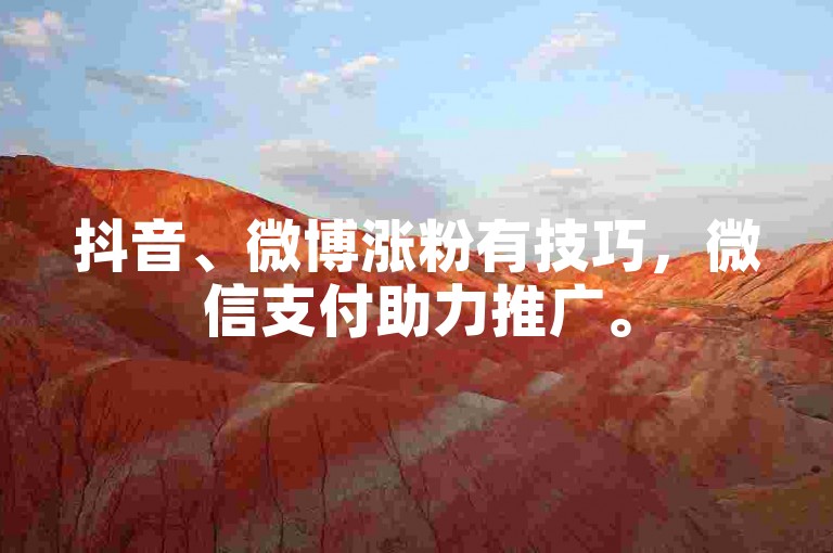 抖音、微博涨粉有技巧，微信支付助力推广。