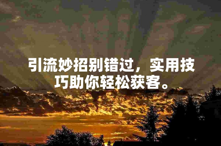 引流妙招别错过，实用技巧助你轻松获客。