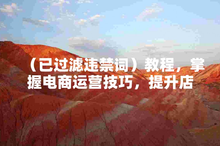（已过滤违禁词）教程，掌握电商运营技巧，提升店铺流量转化。