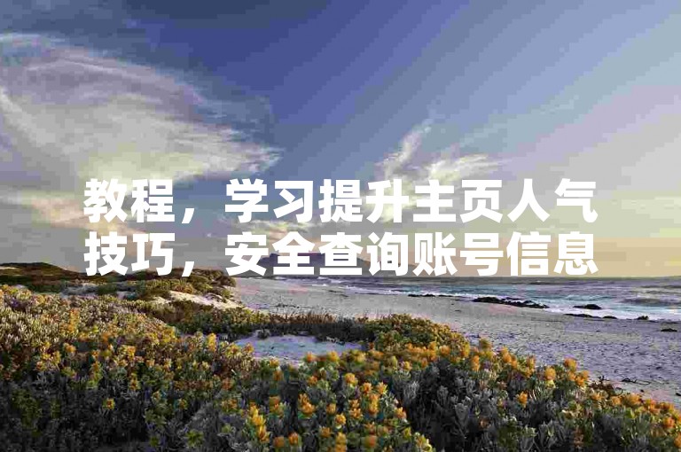 教程，学习提升主页人气技巧，安全查询账号信息方法。