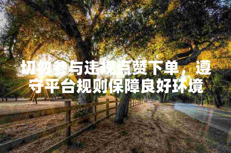 切勿参与违规点赞下单，遵守平台规则保障良好环境。