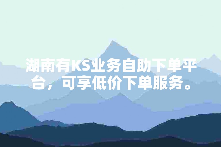 湖南有KS业务自助下单平台，可享低价下单服务。