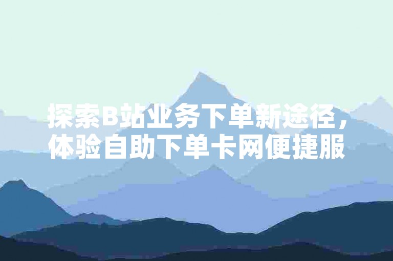 探索B站业务下单新途径，体验自助下单卡网便捷服务。