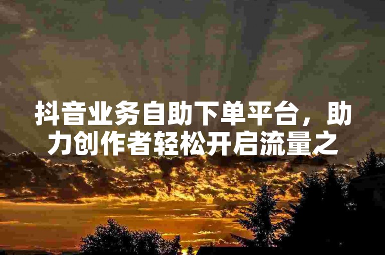 抖音业务自助下单平台，助力创作者轻松开启流量之旅。