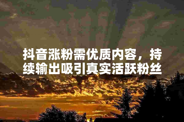 抖音涨粉需优质内容，持续输出吸引真实活跃粉丝关注。