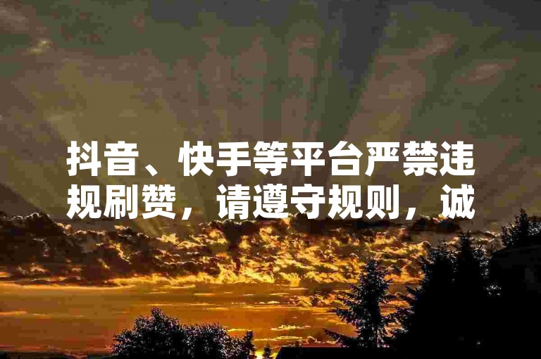 抖音、快手等平台严禁违规刷赞，请遵守规则，诚信使用。