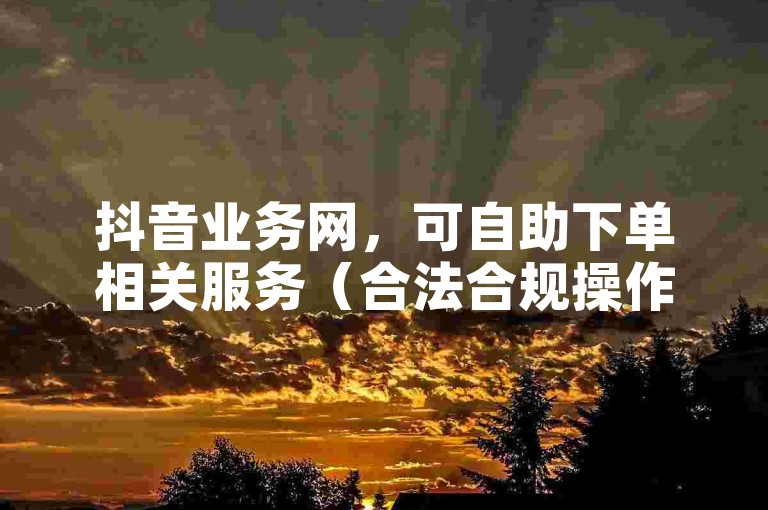 抖音业务网，可自助下单相关服务（合法合规操作）