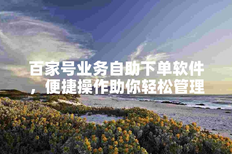 百家号业务自助下单软件，便捷操作助你轻松管理。