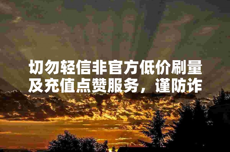 切勿轻信非官方低价刷量及充值点赞服务，谨防诈骗。