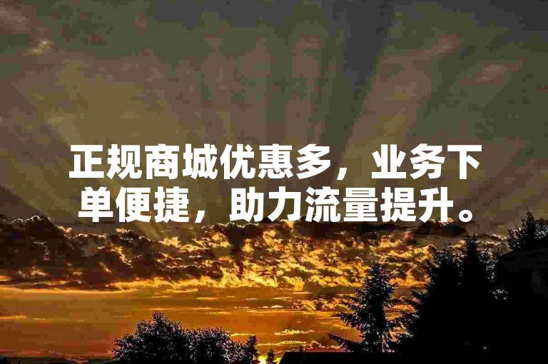 正规商城优惠多，业务下单便捷，助力流量提升。
