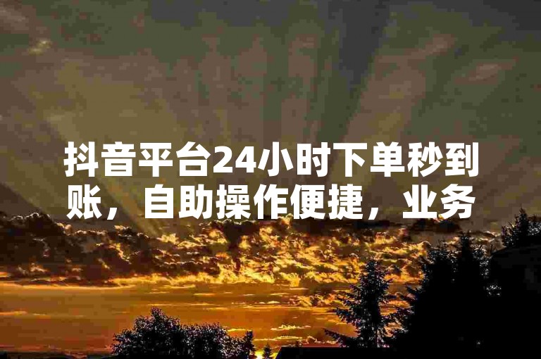 抖音平台24小时下单秒到账，自助操作便捷，业务平台实惠。