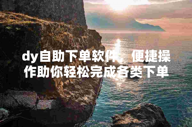 dy自助下单软件，便捷操作助你轻松完成各类下单任务。