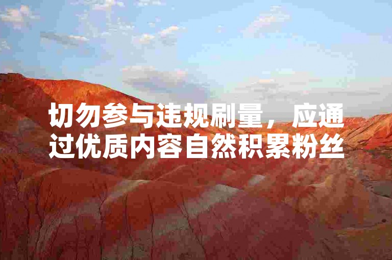 切勿参与违规刷量，应通过优质内容自然积累粉丝与点赞。