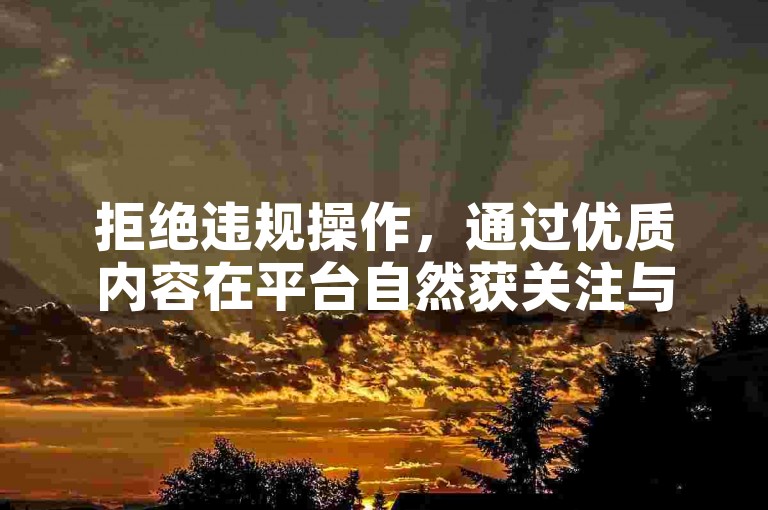 拒绝违规操作，通过优质内容在平台自然获关注与认可。