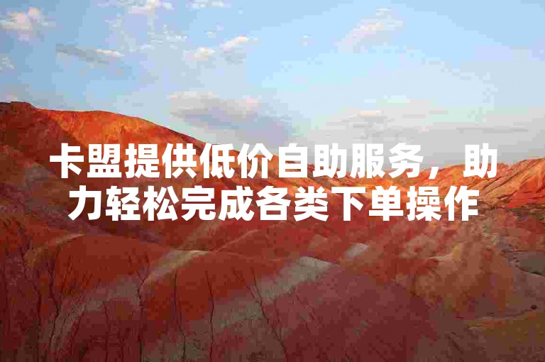 卡盟提供低价自助服务，助力轻松完成各类下单操作。