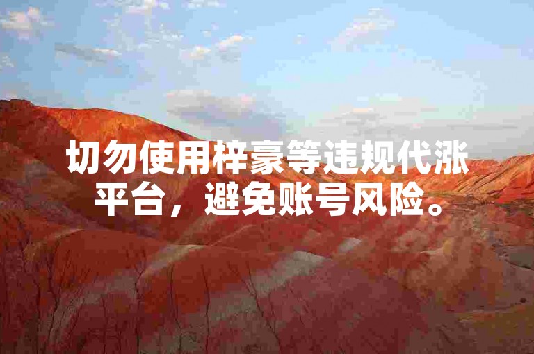 切勿使用梓豪等违规代涨平台，避免账号风险。