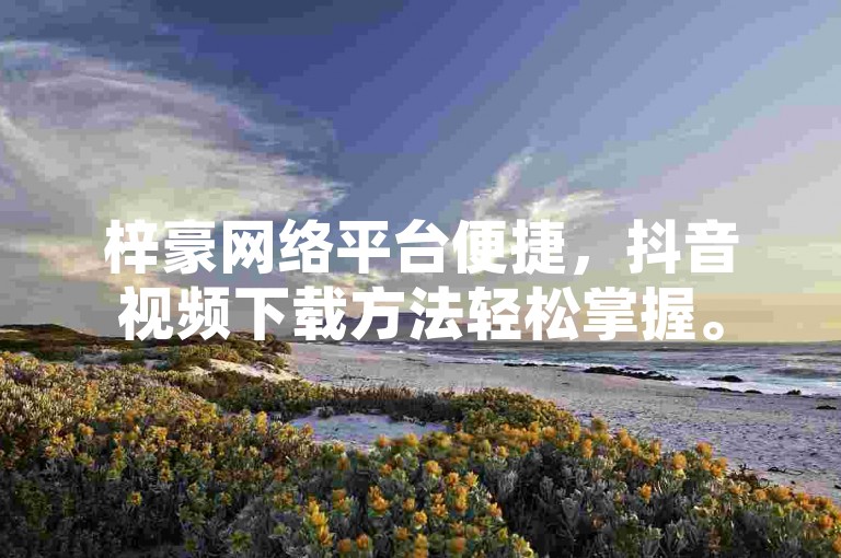 梓豪网络平台便捷，抖音视频下载方法轻松掌握。