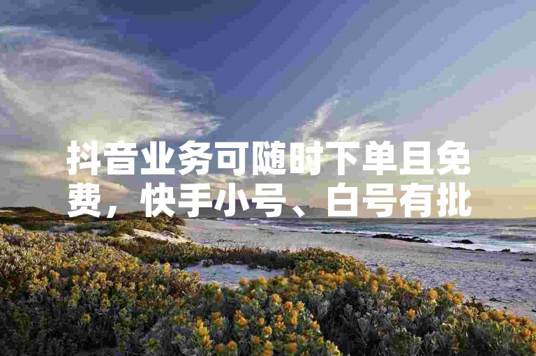 抖音业务可随时下单且免费，快手小号、白号有批发渠道。