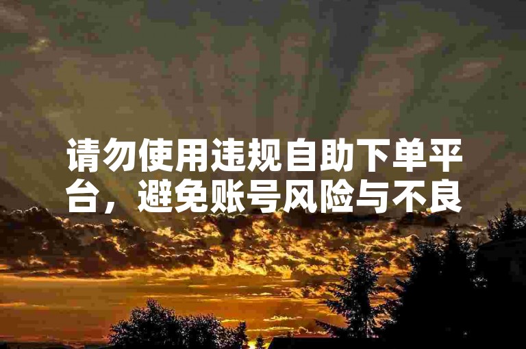 请勿使用违规自助下单平台，避免账号风险与不良后果。